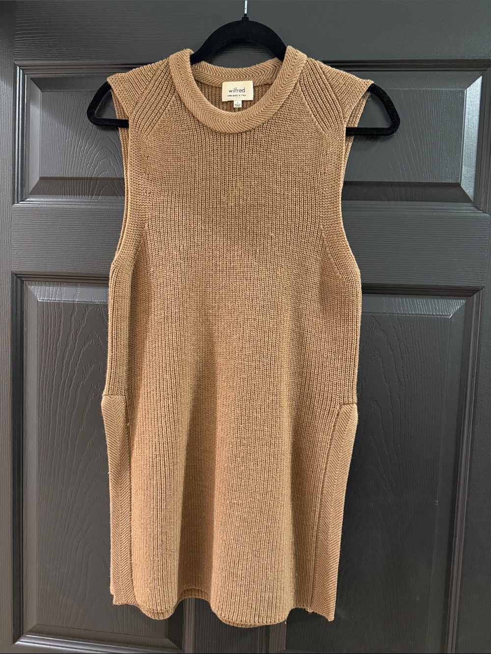 Wilfred Camel Long Knit Sleeveless Tunic Sweater Size S